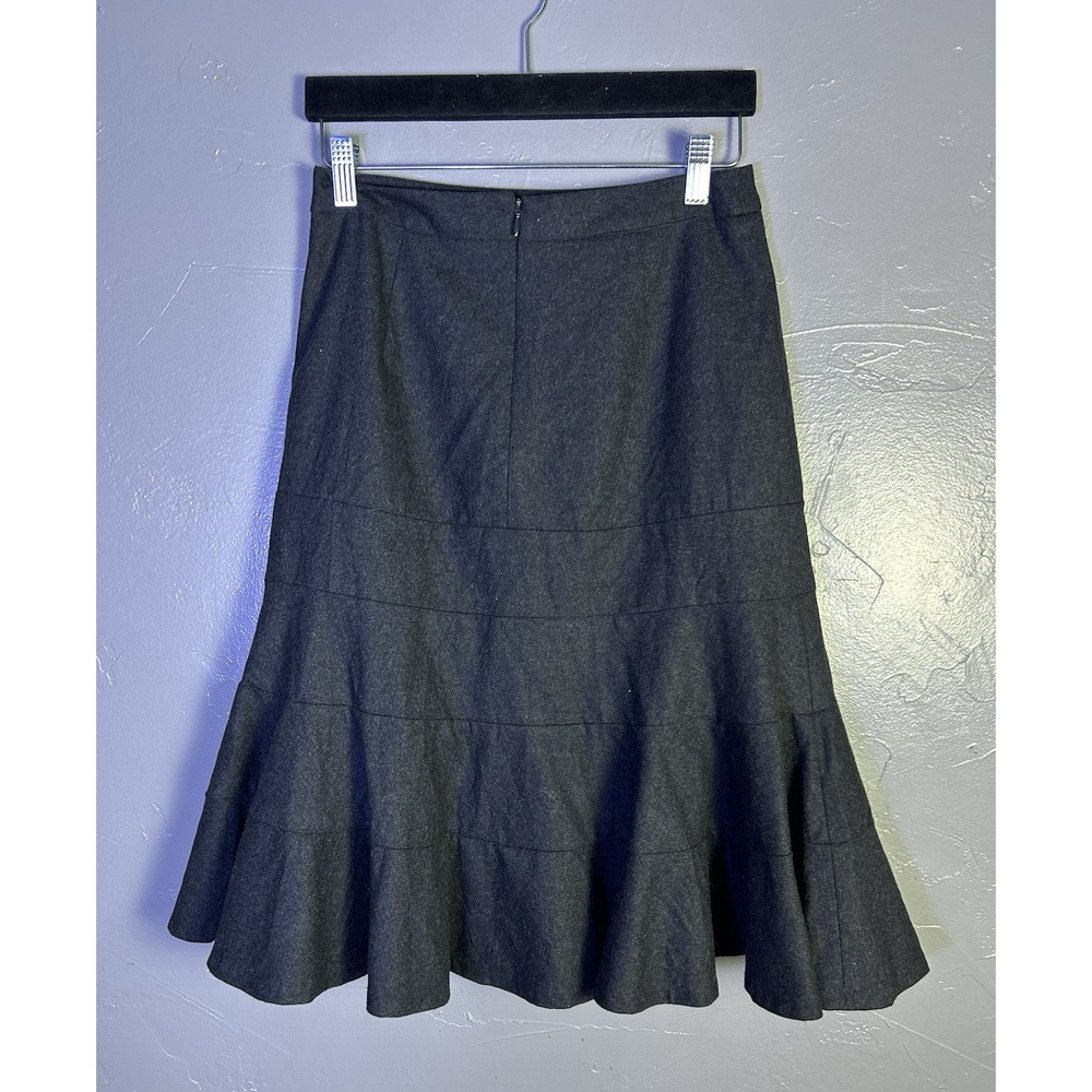 Teri Jon by Rickie Freeman charcoal grey wool trumpet/flounce skirt Size 6 - Picture 4 of 10